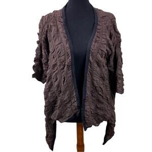 Escapade Art to Wear Brown Rouched Cardigan Jacket Size M Boho Artsy